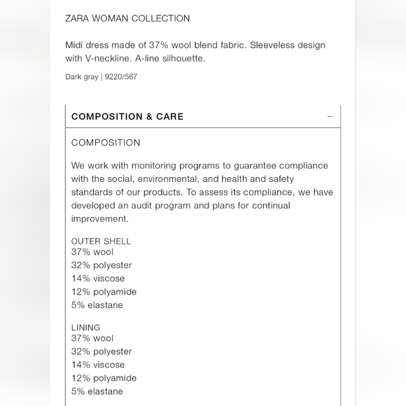 Zara nwt dk grey jumper dress midi acadamia classic designer wool 9220/567 - Picture 5 of 5